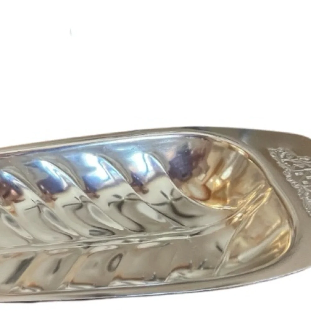 Kensington aluminum banana leaf serving tray, gift ware from 1930’s, Art Deco